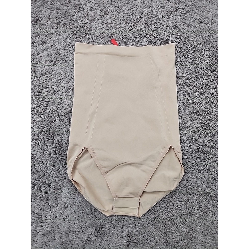Spanx Shapewear Briefs Womens M Beige High Waisted Tummy Control Seamless
